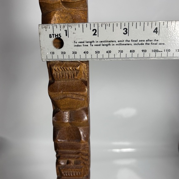 Vintage Large Carved Monkey Pod Wood Spoon Tiki Wall Hanging Decor 28" - Picture 11 of 12